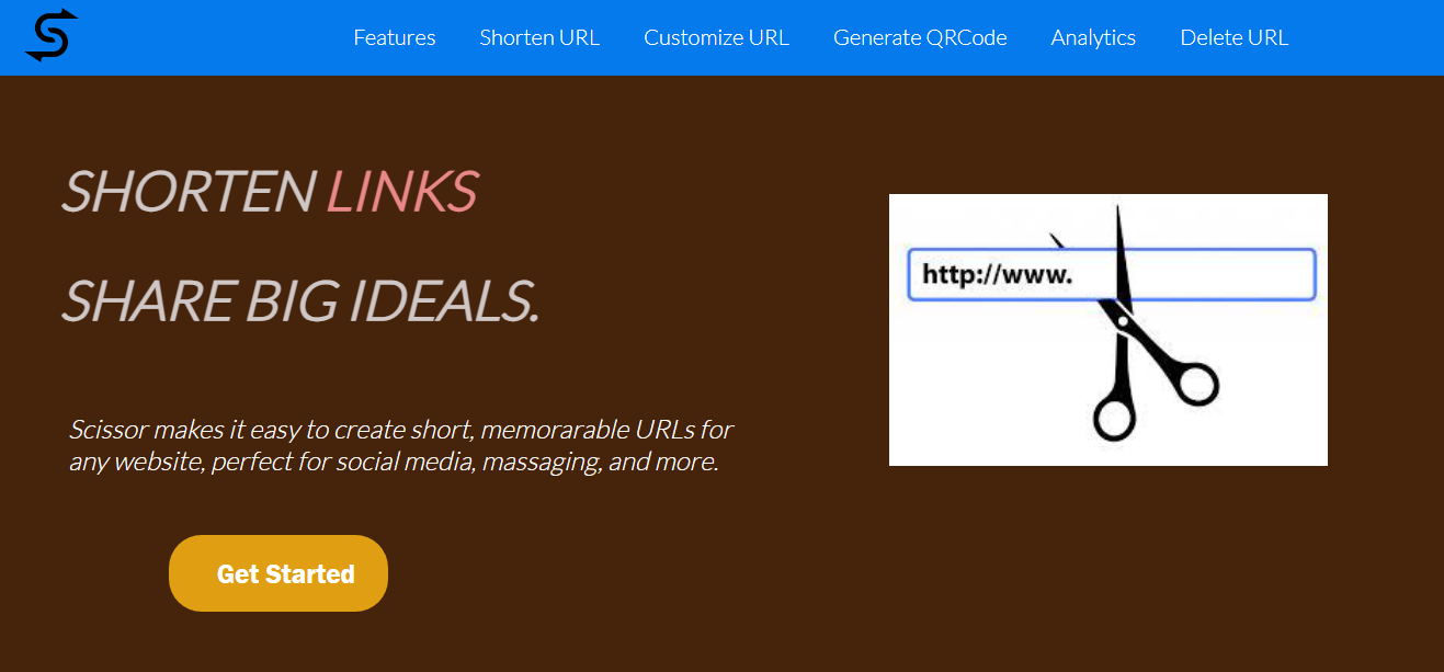 Scissor URL home page